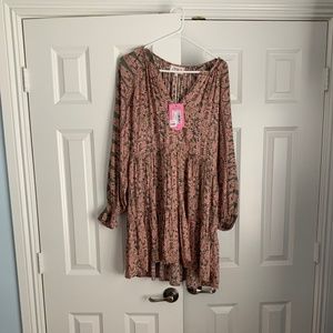 NWT Omika Riviera Pink and Green Paisley Mini Dress Size M